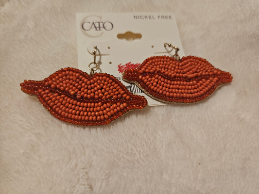 Cato Fashion beaded earrings - Red Lips