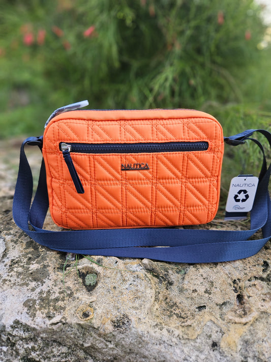 BRAND NEW w/tags Nautica Quilted Crossbody purse Orange & Navy